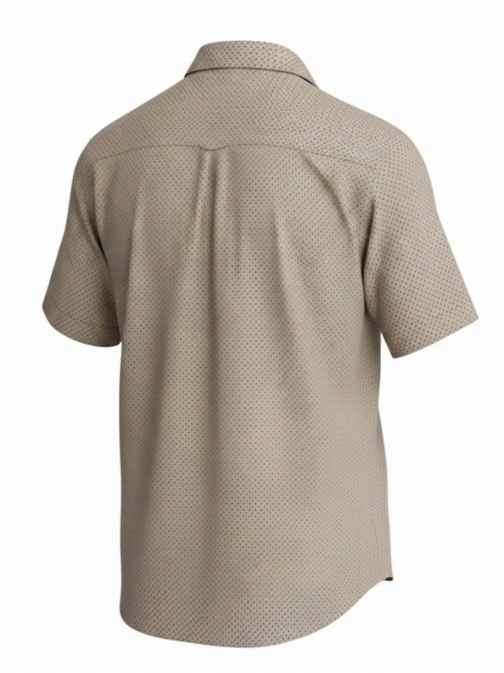 AllSaints Short-Sleeve Button-Down Shirt in Light Taupe with Micro Dot - Picture 2 of 3